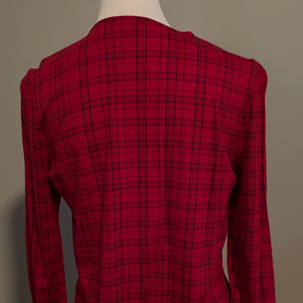 Talbots Red Checkered Ruffle Blouse - Picture 2 of 3